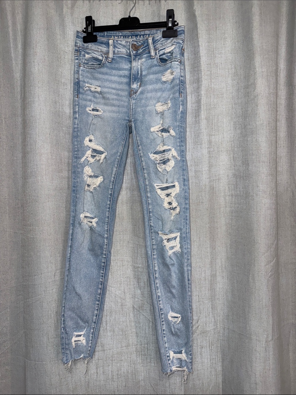 American Eagle Ne(x)t Level Stretch High Rise Distressed Jeggings Light Wash